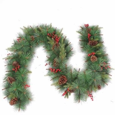 China Fireproof is available Christmas decoration supplies 200cm home decoration premium PE artificial green Christmas tree garland for sale