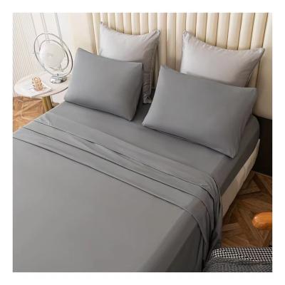 China Cooling 100% microfiber   4 piece with pillowcase curtains queen twin  size bed sheet  bedding set for hotel home for sale