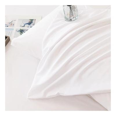 China Cooling white color 4 piece with pillowcase curtains queen twin  size bedsheet  bedding set for hotel home for sale