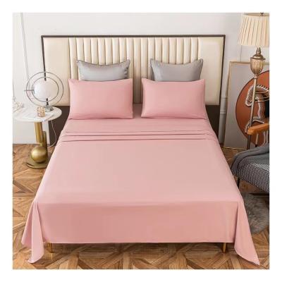 China Nondisposable 4 pcs cheap polyester twin queen king customized size 100% microfiber bed sheet bedding set for home hotel for sale