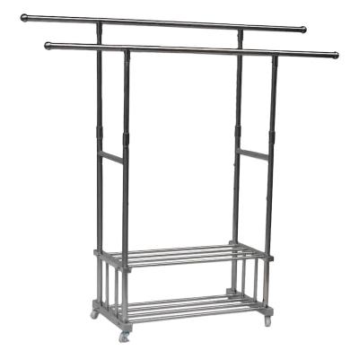 China DISPLAY Advanced Fashion Bipolar Telescopic Clothes Rack Stainless Steel Bipolar Clothes Rack for sale