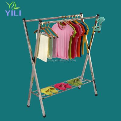 China Outdoor Clothes Drying Racks 3 Tier Folding Extendable X Type Stainless Steel Clothes Drying Rack Laundry Rack for sale