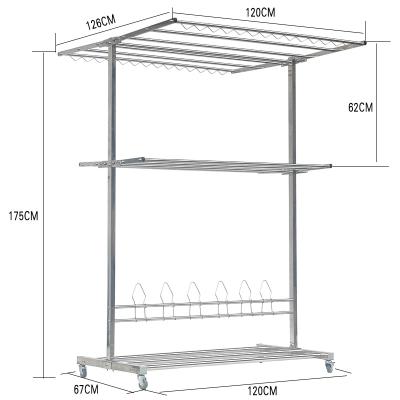 China Outdoor T Shape Large Size Shining Clothes Racks And Rails Stainless Steel Material for sale