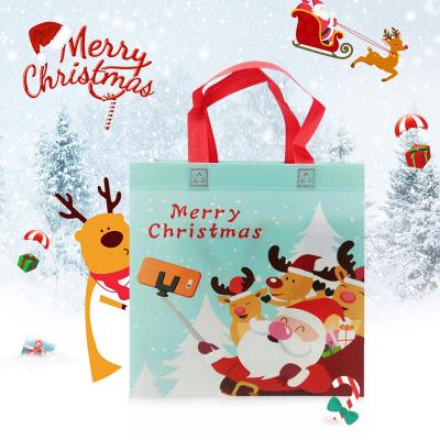 China Custom Eco Printing Christmas Grocery Tote Bags China Gift Laminated Ultrasonic Nonwoven Shopping Laminated Nonwoven Bag for sale