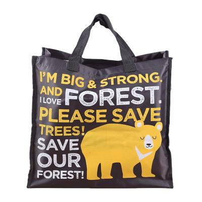 China Logo Printing Reusable 420D High Quality Custom Grocery Shopping Bag Large Polyester Handled Tote Shopping Bag for sale