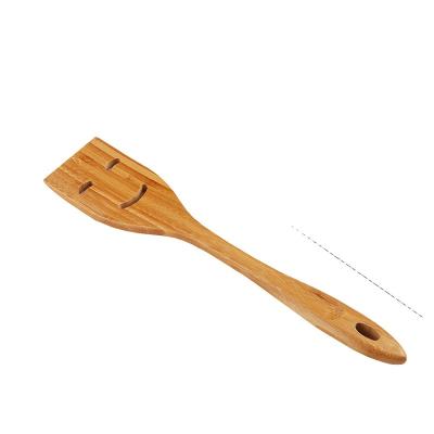 China Factory Smiling Square Wooden Spatula Large Long Handle Sustainable Flat Kitchen Tool Utensils For Cooking for sale