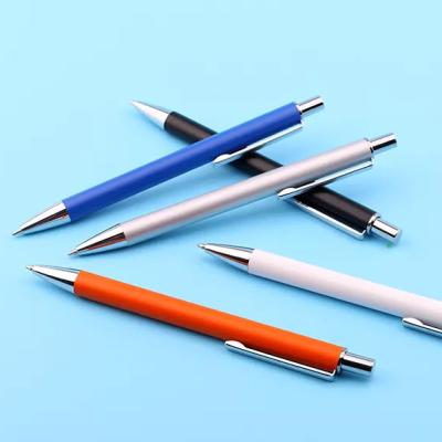 China Customized Promotional Pen Solid Color Ballpoint Pen High Grade Metallic Logo Ballpoint Pens for sale