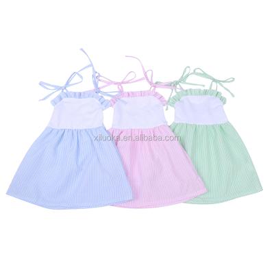 China Wholesale Price Baby Summer Smocked Clothing Boutique Kids Seersucker Cotton Dress for sale