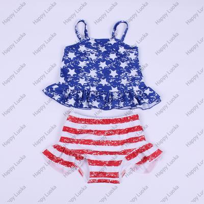 China Cotton Seersucker Breathable Smocked Smocked Girls Beach Wear Baby Summer Swimwear Kids Bathing Suit With Ruffle Design for sale