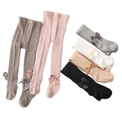 China Anti-wrinkle Babies Bowknot Pantyhose Gaiters Knit Double Cylinder Stocking Pantyhose Baby Tights for sale