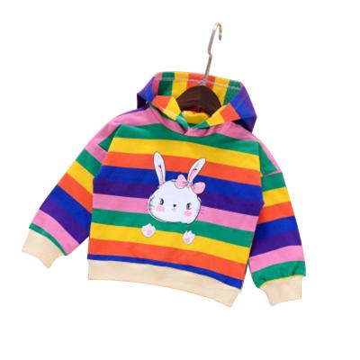 China Anti-pilling Striped and Rabbit Printed Organic Baby Clothes Sportswear Baby Boy Hoodie Sweatshirt for sale