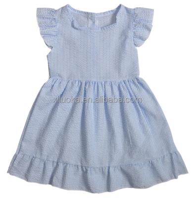 China OEM Casual Service Designs Summer Baby Dress Cotton Seersucker Fabric High Quality Babies Dress for sale