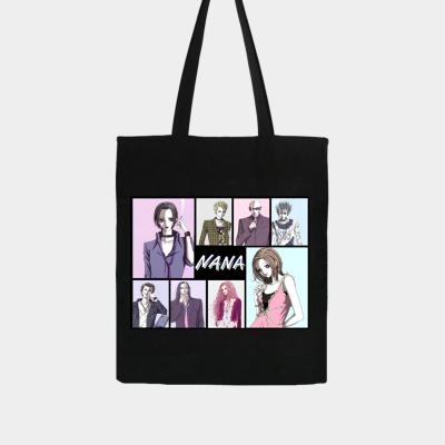 China Reusable Black Canvas Customized Logo Printing Casual Woman Zipper Cotton Shopping Tote Bag for sale