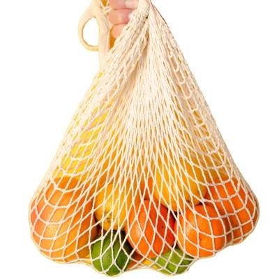 China Custom Eco-friendly Logo Eco-Friendly Cotton Organic Fruit Mesh Bag For Food Vegetable Pouch Net for sale