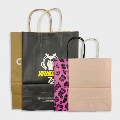 China Recyclable Custom Flat Handle With Clean Logo Recyclable Kraft Paper Bag Thanksgiving Paper Suitcase for sale