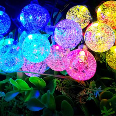 China Amazon IP65 Holiday RGB Outdoor Ground Decorative Solar Stake Garden Colorful Bubble Ball String Garden Villa Park Light for sale