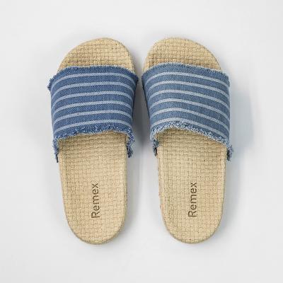 China Straw Textured Sole Denim Slide-Sandalen, beständige Sandale-Frauen des Beleg-38EU zu verkaufen