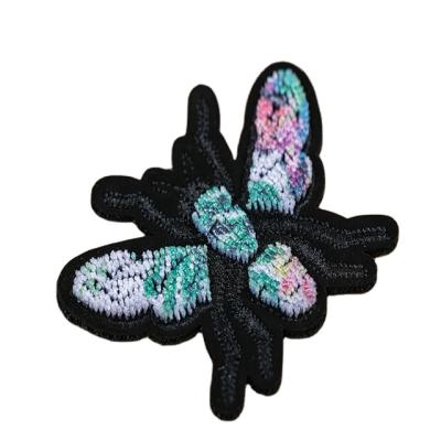 China Sustainable High Quality Customized Jeans Flower Butterfly Embroidery Patch Iron On For Clothing for sale