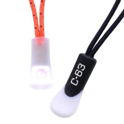 China Other durable custom logo 3d pvc silicone plastic transparent zipper puller for bag sport clothing for sale