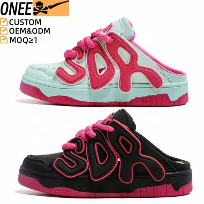 China Cushioning MOQ 1 Custom Women Men Shoes Custom Men Sneakers Low Cut Unisex Sneaker Walking Skateboarding Shoes Casual Leather Half Slippers for sale