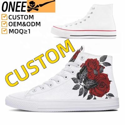 China Fashion Trend OEM&ODM Customized Casual Lace Up Custom Logo Printed Canvas Trendy Shoes For Men Walking Style Shoes Canvas Shoes Women Canvas for sale