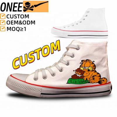 China Cushioning MOQ 1 Custom Sneakers with Logo Non Silp Walking Plain White Canvas Skateboard Sports Shoes Custom Shoes Oem for Men Women for sale