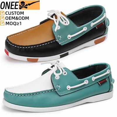 China Cushioning MOQ 1 New Fashion Slip-on Casual Men Genuine Leather Boat Shoe All Season Moccasins Slip On Driving Shoes Boat Shoes for sale