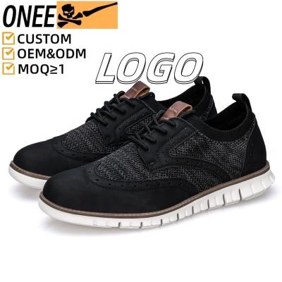 China Cushioning OEM Low MOQ Elegant Men Dress Shoes Office Business Mesh Comfy Men Smart Dress Shoes & Oxfords Canvas Oxford Brogue Shoes for sale