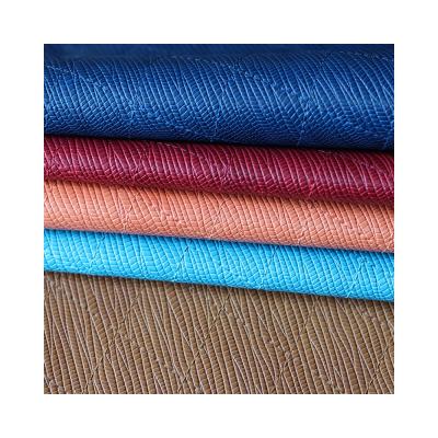 China Cross grain PVC waterproof square leather is used for pillow case and bag leatherette for sale