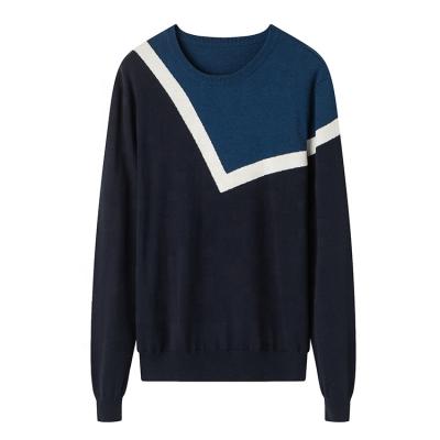 China Striped Crewneck Sweater Warm Pullover Men's Crewneck Sweater Contrast Fine Knitted Sweaters for sale