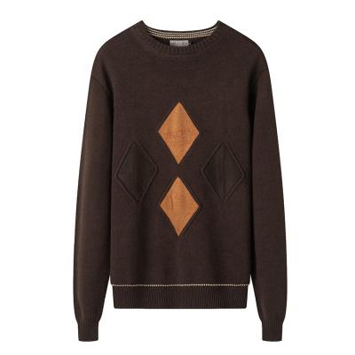 China Hot Patch Men's Suede Diamonds Sweater Crewneck Wool Sweater for sale