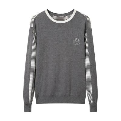 China Fashion Striped Pattern Breathable Crew Neck Knitted Pullover Autumn Sweater For Man for sale