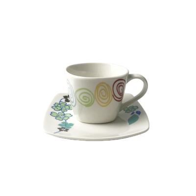 China 220ml Deacl Viable Good Quality Stoneware Coffee Ceramic Tea Cup With Saucer Sets for sale