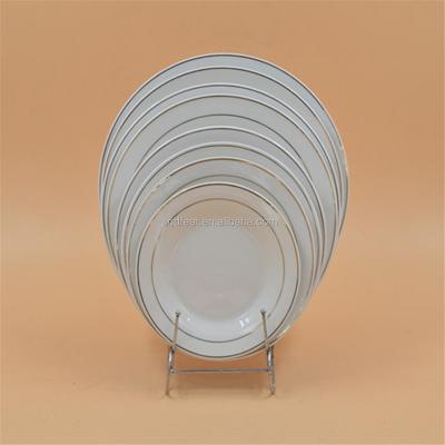 China Viable Silver Rim Porcelain Dinner Plate Ceramic Dish Tableware for sale