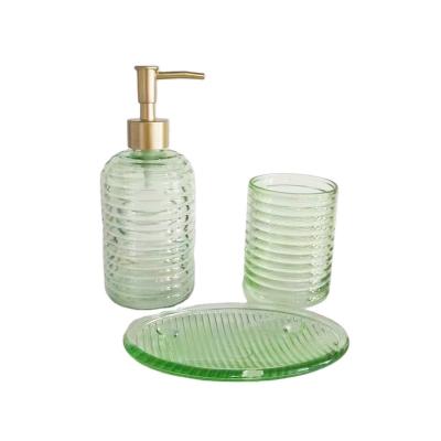 China Viable Shampoo Soap Wash Glass Press Bottle Bathroom Sets for sale