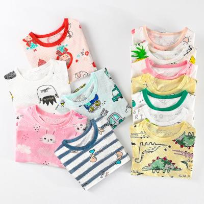 China wholesale price QUICK DRY children's clothing cartoon print boys girl pajama setsysl print child t-shirtwhite kids t-shirts for sale