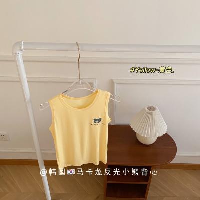 China 2022 New Breathable Summer Cartoon Kids Boys Print Shirt Crewneck Sleeveless Tank Top For Kids Invest Luminous Bear for sale