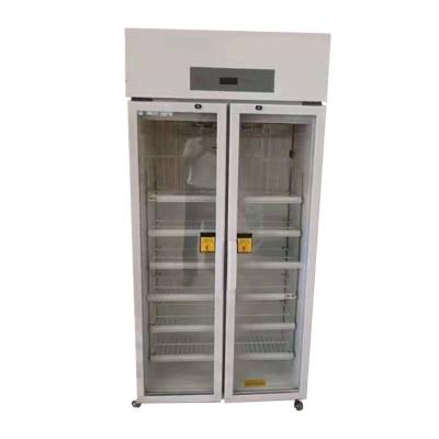 China 600L Double Sensor Air Cooling Blood Storage Fridge / 6-Way or 8-Way Temperature Sensor Glass Door Fridge Freezer for sale