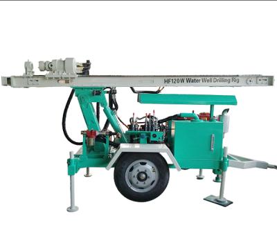 China HF120W mobile type building material stores small water well drilling rig water well drilling rig trailer for sale