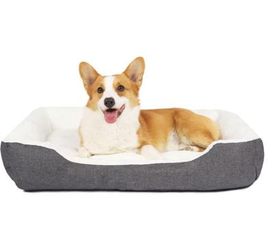 China Travel Machine Washable Chew Proof Easy Clean Designer Brand Non Slip Dog Beds Rectangle for sale