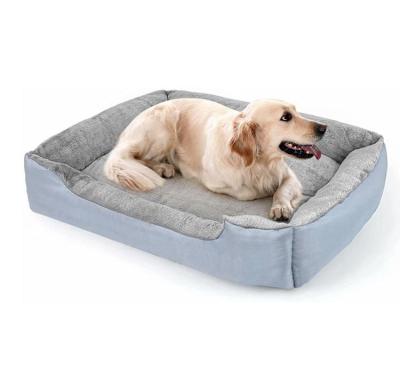 China Travel Designer Custom Logo Warming Washable Rectangle Dog Bed Eco Friendly for sale