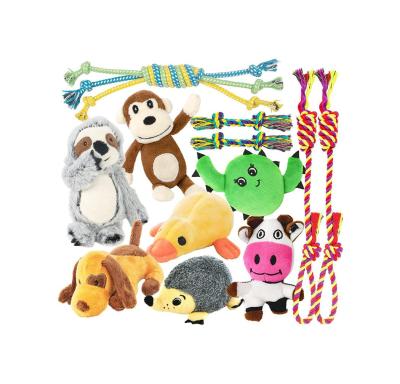 China 12 Pack Natural Cotton Puppy Stocked Rope Stuffed Plush Dog Chew Puppy Toys for sale