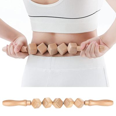 China Eco-friendly Handheld Wooden Massage Roller Anti Cellulite Wood Therapy Massage Tool for sale