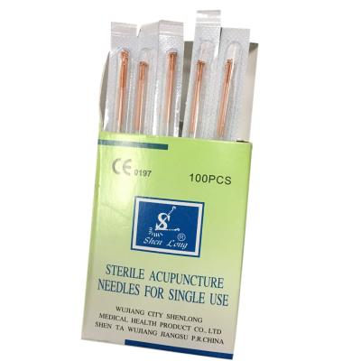 China Stainless steel-copper handle acupuncture needles (5needles+1tube, dialysis paper packing) for sale