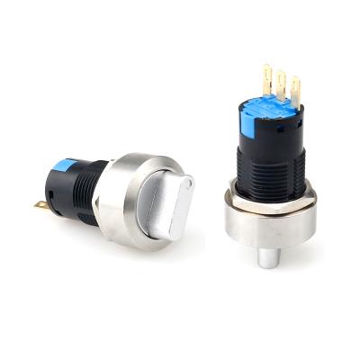 China Stainless Steel 5A 250V NO LED 2 Speed ​​Antivandal Self-Locking 16mm Rotary Push Bottom Switch for sale