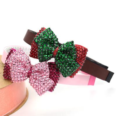 China 2021Korea Spring Rhinestone Bowknot Festival Handmade Cute Ribbon Headband Sweet Headband Hair Accessories for sale