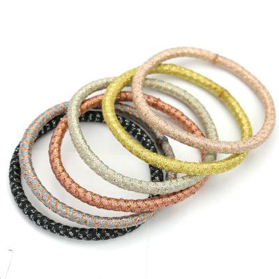 China 2021 European and American CSI Korea Custom Glitter Style Hair Tie Elastic Hair Band Elastic Braided Hair Scrunchies for Women for sale