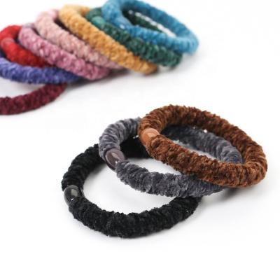 China 2021Korea Fashion Elastic Custom Hairy Winter Thick Hair Ties Thick Heavy Hair Band For Women for sale