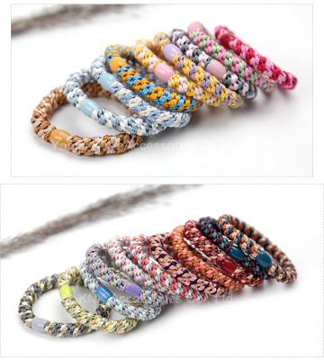 China Eco-friendly Colorful Glitter Colorful Korean Thick Braided Hair Elastic Ponytail Holders Ponytail Tie Hair Band for sale