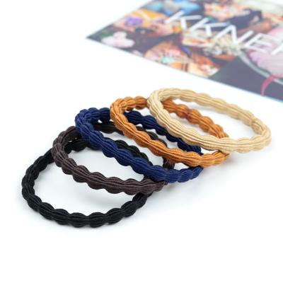 China Hot Sale 2021Ins Korea Fashion Thick Hair Wave Design Custom Stretchy Solid Color Knitted Hair Tie Scrunchies For Girls for sale